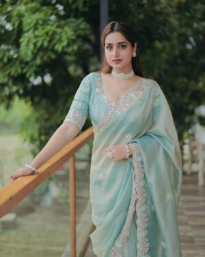 Aalina Fendy Satin Silk With Multicolour Sequence Embroidery Work Saree