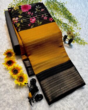 Floral Mysore Silk Saree With Two Tone Border