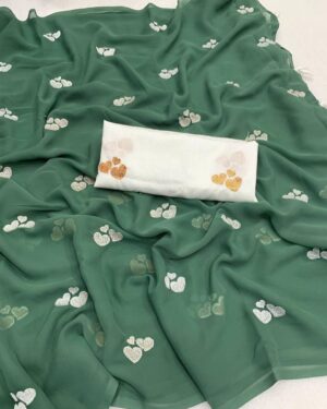 Elegant Georgette Saree With Exquisite Embroidery Work