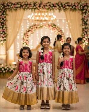 Kamalam Pearl Work Long Gown For Kids