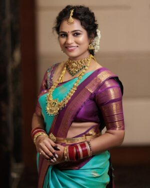 Ramya Pandian Pure Soft Silk Saree With Contrast Blouse