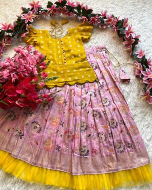 Pure Soft Russian Silk Kids Lehenga With Blouse