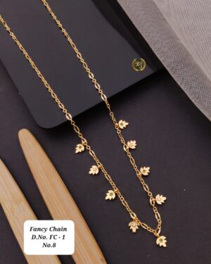 Fancy Leaf Neck Piece With Green and White Stone