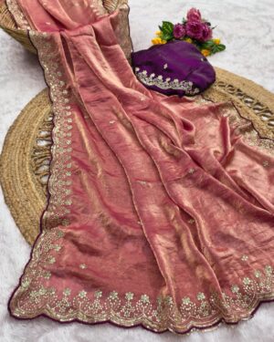 Premium Rich Designer Saree With Contrast Blouse Piece