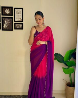 Multicolour Georgette saree with Sequence Embroidery Blouse