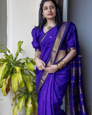 Pure Kalyani Silk Cotton Saree | VIOLET