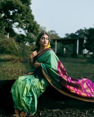Pure Kalyani Silk Cotton Saree | Teal