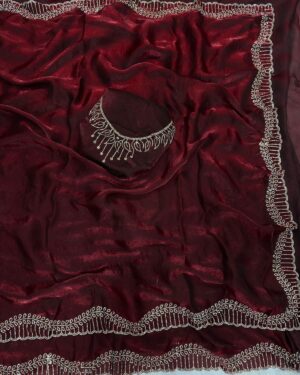 Premium Space Silk Saree With Jarkhan Diamond Work