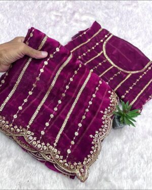 Pure Fendy Space Silk Saree With Sequence Embroidery Design