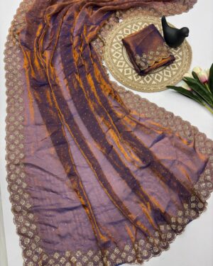 Premium Space Silk Saree With  Jarkhan Work All Over The Saree