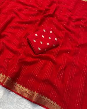 Elegant Viscose Georgette Sequence Saree With Blouse