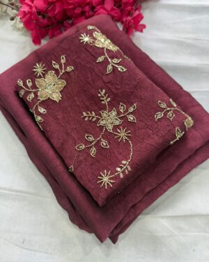 Crushed Rangoli Silk Saree With Sequins Blouse