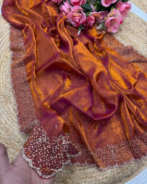 Tamanah Premium Space Silk Saree With Jarkhan Work