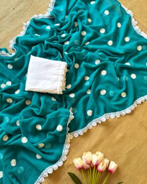 Siaara Soft Georgette Saree With Lace Border and Attached Blouse