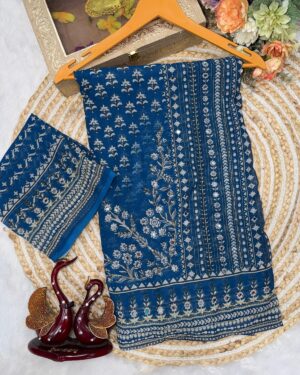 Kareena Faux Georgette Saree With Embroidery Mirror Work