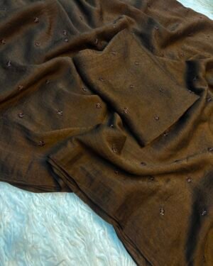 Cocoa Crush Party Wear Saree With Beads Work and Blouse