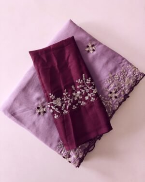 Kiona Georgette Multi Sequence Saree With Contrast Blouse